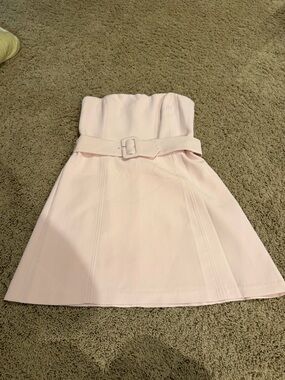Amanda Uprichard Fae pale pink belted mini dress